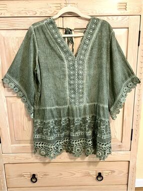 Indigo Thread Co Boho Crochet Top Festival Fairy Cottagecore Coastal Embroidery
